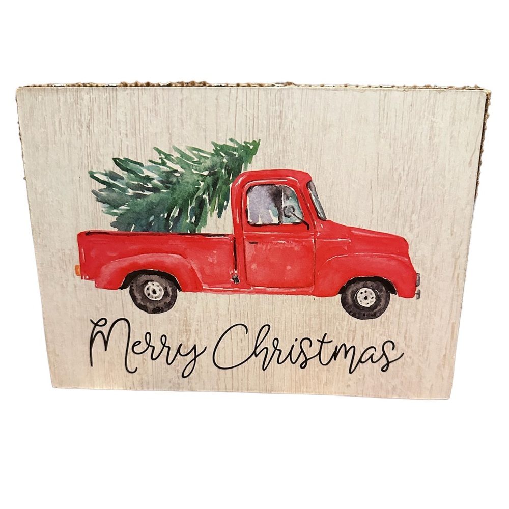Red Truck Christmas Sign
